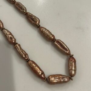 Gold/brown pearl necklace - hand made